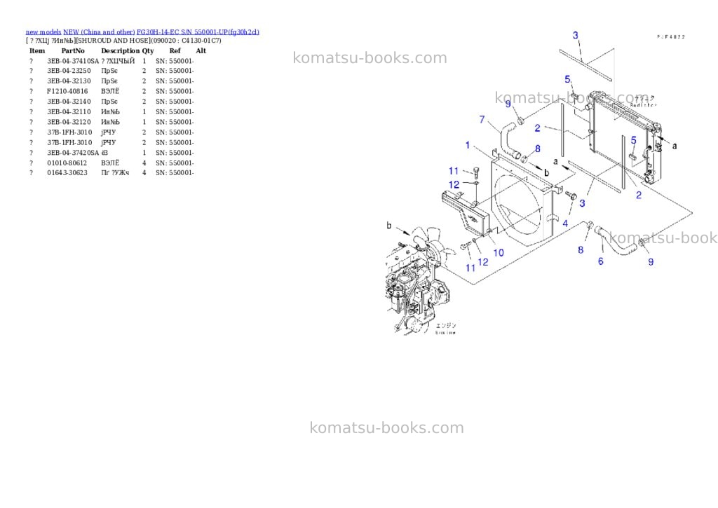 Komatsu fg30h-14-ec s/n 550001-up Parts catalog cover Page 9 Komatsu fg30h-14-ec s/n 550001-up Parts catalog cover Page 9