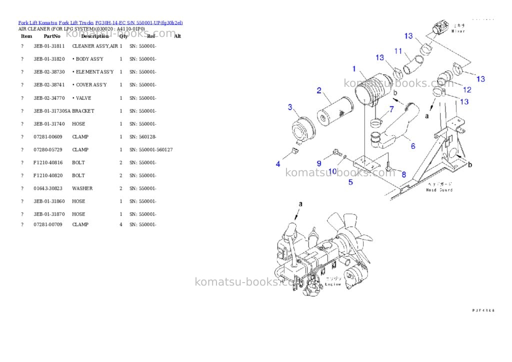 Komatsu FG30H-14-EC S/N 550001-UP Parts catalog cover