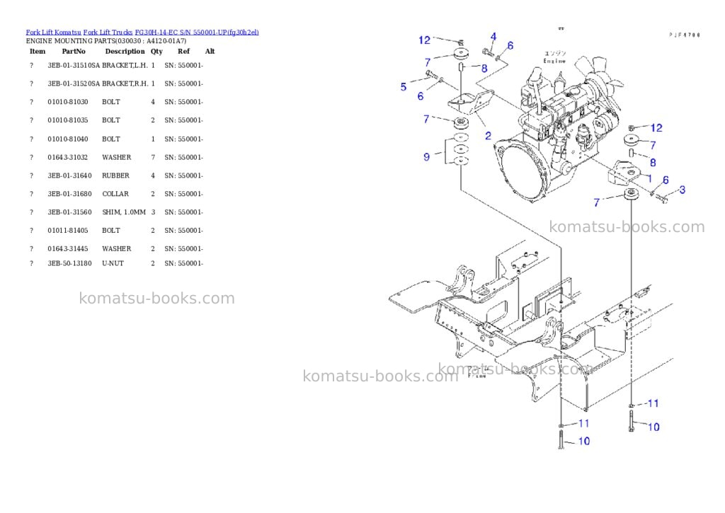 Komatsu FG30H-14-EC S/N 550001-UP Parts catalog cover Page 2