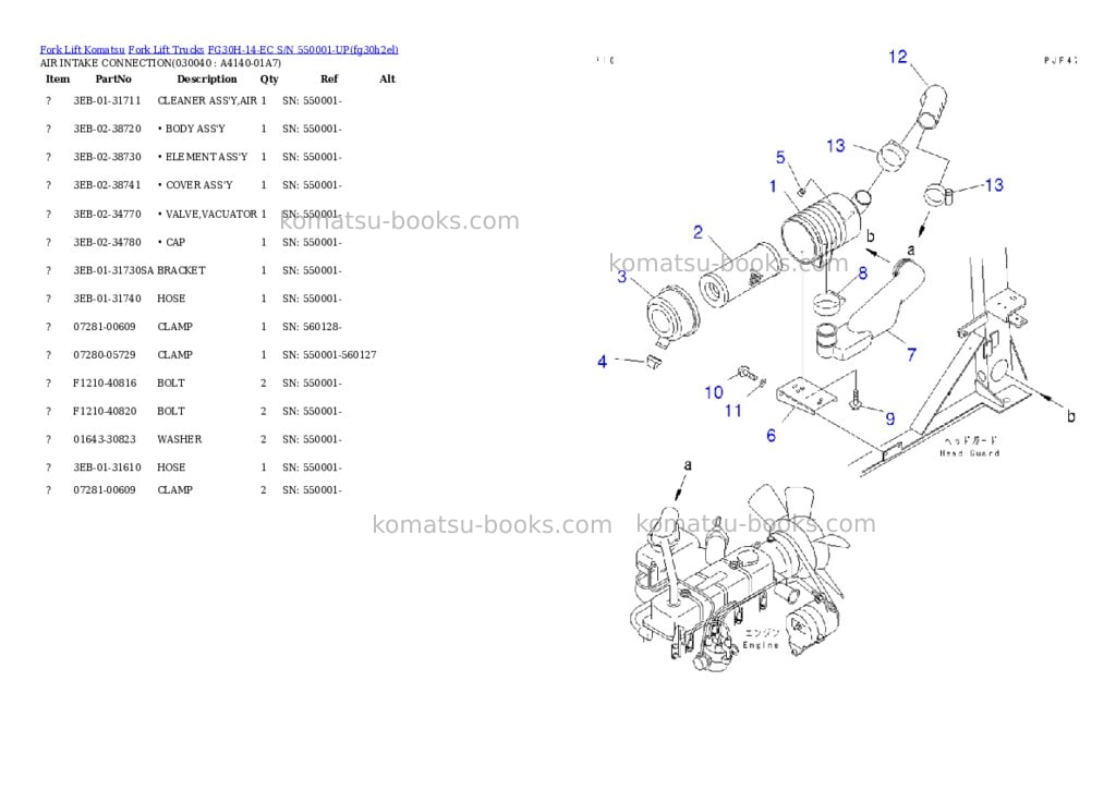 Komatsu FG30H-14-EC S/N 550001-UP Parts catalog cover Page 3