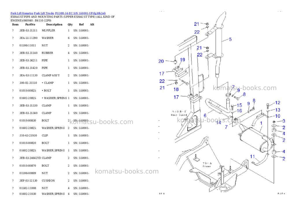 Komatsu FG30H-14-EC S/N 550001-UP Parts catalog cover Page 7