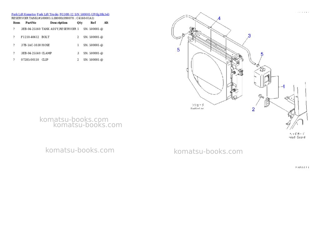 Komatsu fg30h-12 s/n 500001-up Parts catalog cover Page 10