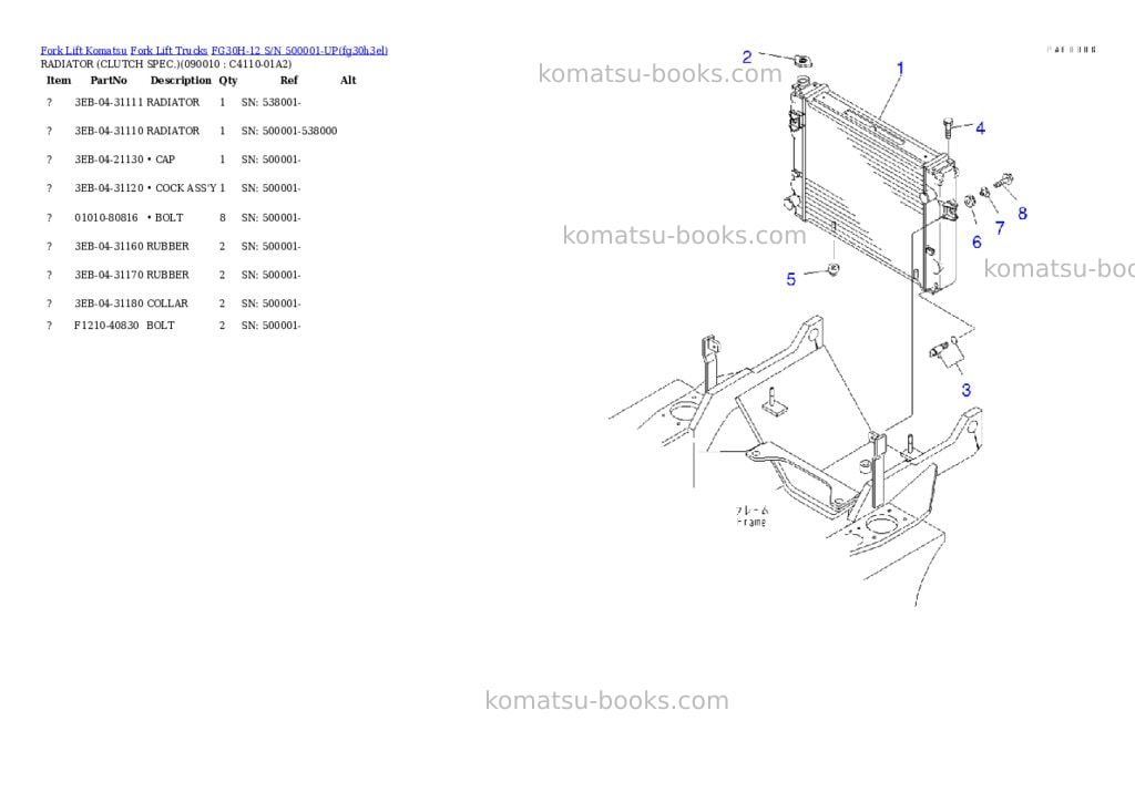Komatsu fg30h-12 s/n 500001-up Parts catalog cover Page 4