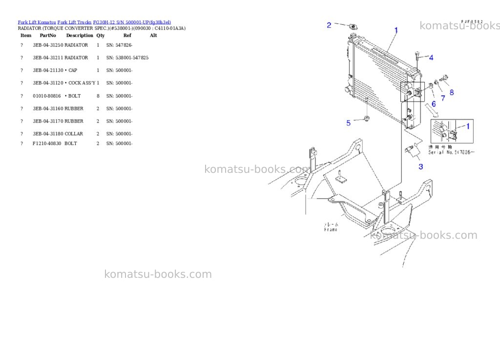 Komatsu fg30h-12 s/n 500001-up Parts catalog cover Page 6