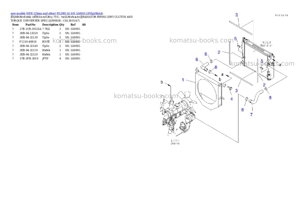 Komatsu fg30h-14 s/n 550001-up Parts catalog cover Page 10 Komatsu fg30h-14 s/n 550001-up Parts catalog cover Page 10