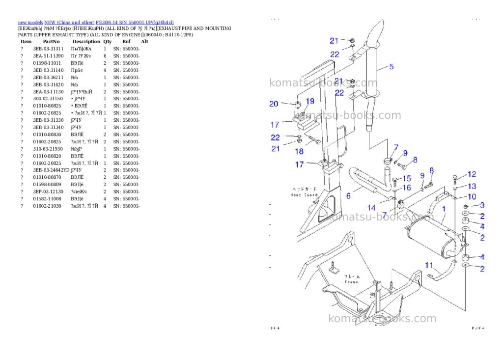 Komatsu fg30h-14 s/n 550001-up Parts catalog cover Page 7 Komatsu fg30h-14 s/n 550001-up Parts catalog cover Page 7
