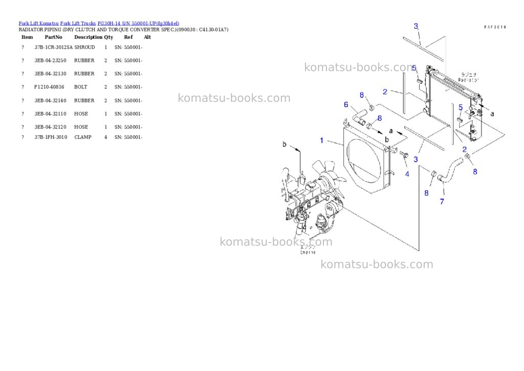 Komatsu FG30H-14 S/N 550001-UP Parts catalog cover Page 10 Komatsu FG30H-14 S/N 550001-UP Parts catalog cover Page 10