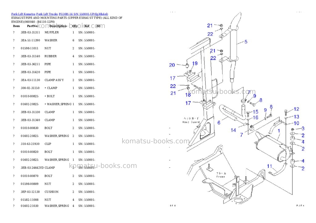 Komatsu FG30H-14 S/N 550001-UP Parts catalog cover Page 7 Komatsu FG30H-14 S/N 550001-UP Parts catalog cover Page 7