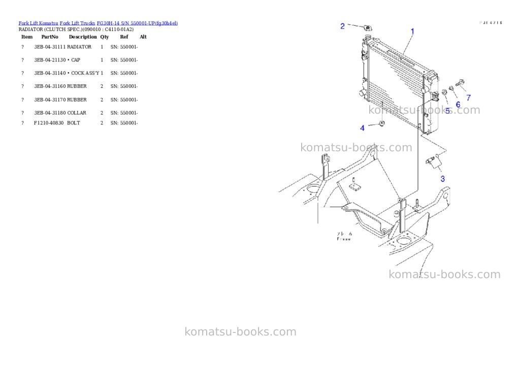 Komatsu FG30H-14 S/N 550001-UP Parts catalog cover Page 8 Komatsu FG30H-14 S/N 550001-UP Parts catalog cover Page 8