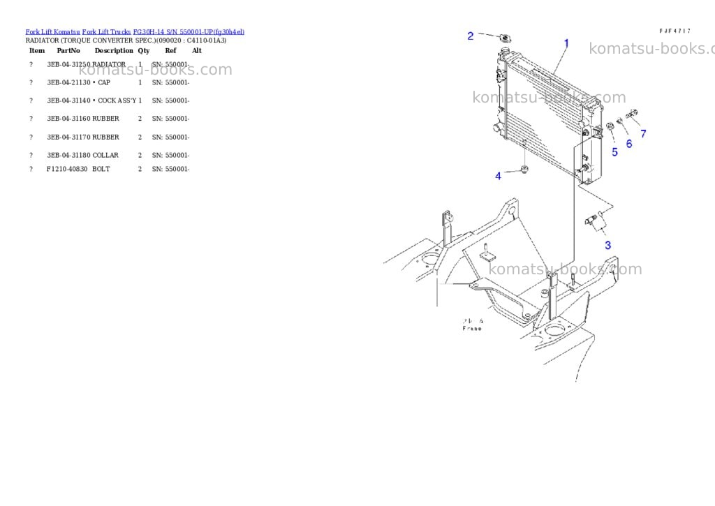 Komatsu FG30H-14 S/N 550001-UP Parts catalog cover Page 9 Komatsu FG30H-14 S/N 550001-UP Parts catalog cover Page 9