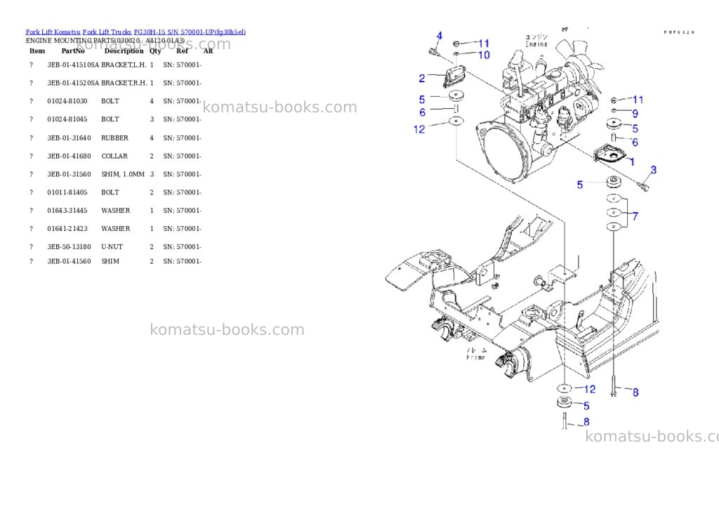Komatsu fg30h-15 s/n 570001-up Parts catalog cover Komatsu fg30h-15 s/n 570001-up Parts catalog cover