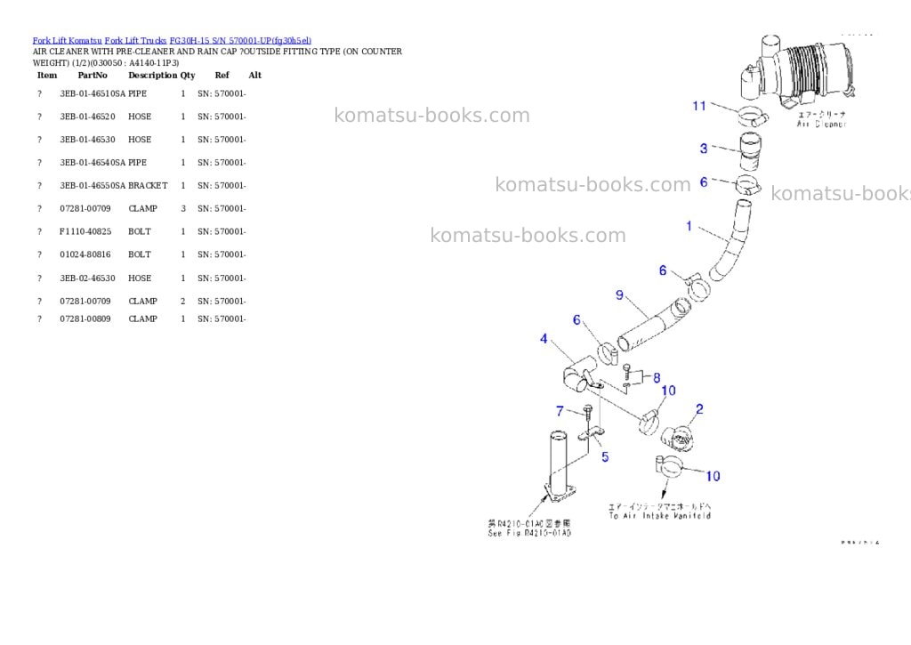 Komatsu fg30h-15 s/n 570001-up Parts catalog cover Page 4 Komatsu fg30h-15 s/n 570001-up Parts catalog cover Page 4