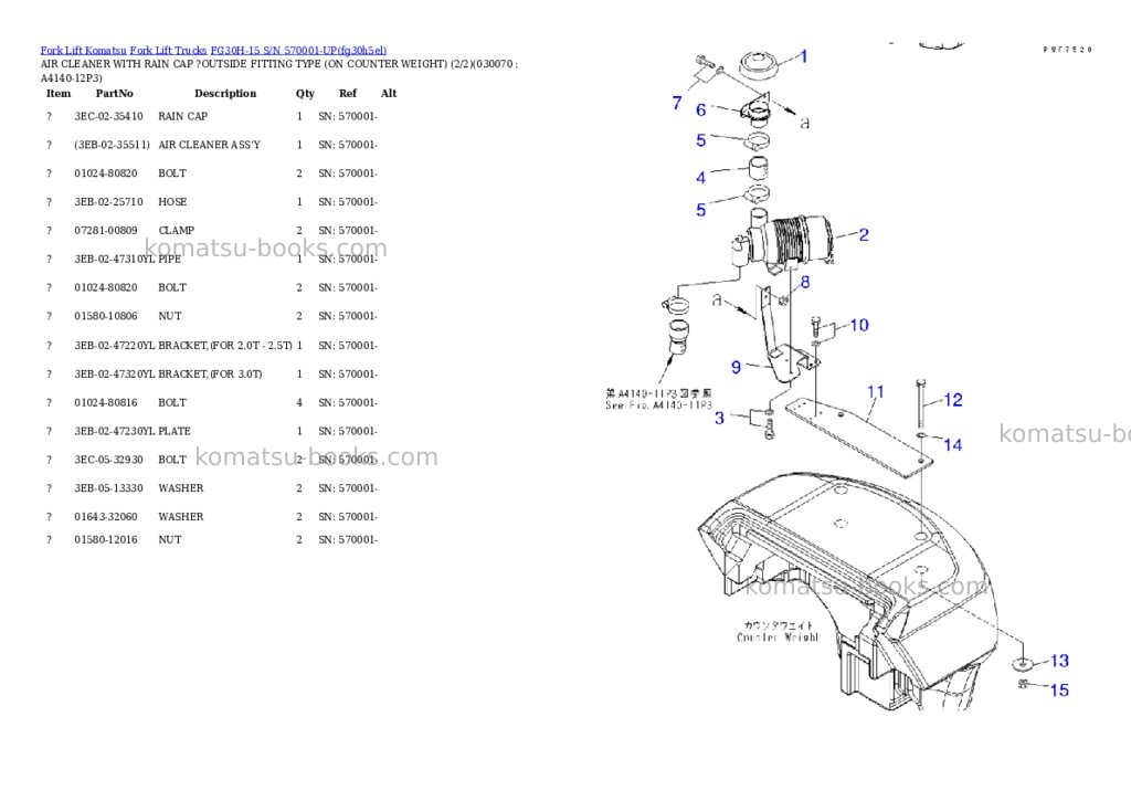 Komatsu fg30h-15 s/n 570001-up Parts catalog cover Page 6 Komatsu fg30h-15 s/n 570001-up Parts catalog cover Page 6