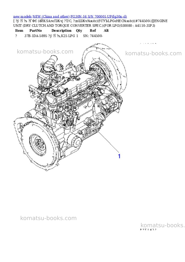 Komatsu fg30n-16 s/n 700001-up Parts catalog cover Page 7 Komatsu fg30n-16 s/n 700001-up Parts catalog cover Page 7