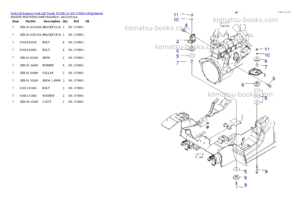 Komatsu fg30n-15 s/n 570001-up Parts catalog cover