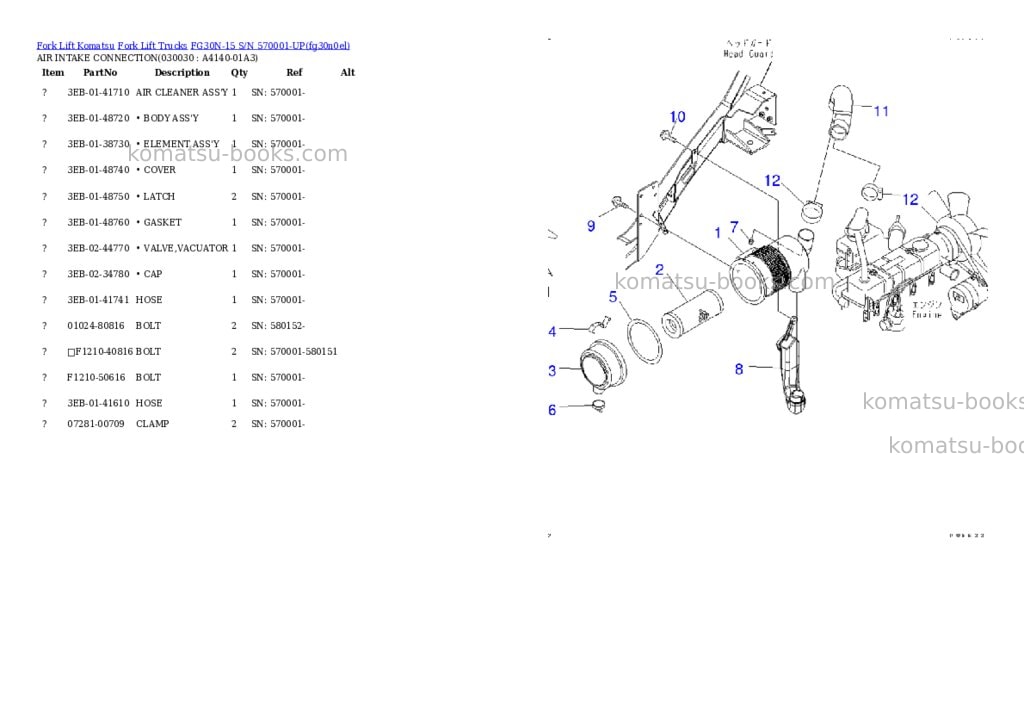 Komatsu fg30n-15 s/n 570001-up Parts catalog cover Page 2