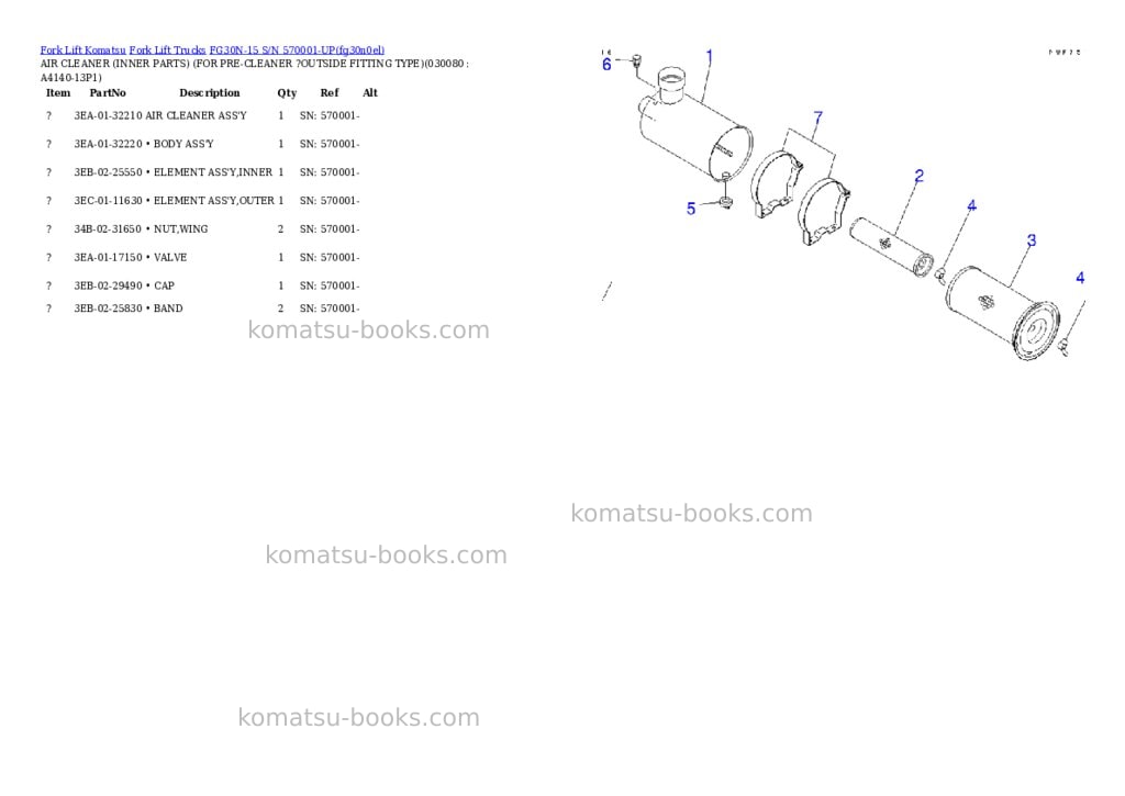 Komatsu fg30n-15 s/n 570001-up Parts catalog cover Page 7