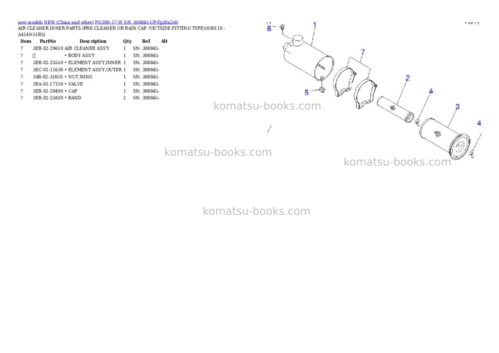 Komatsu fg30n-17-w s/n 308845-up Parts catalog cover Page 10