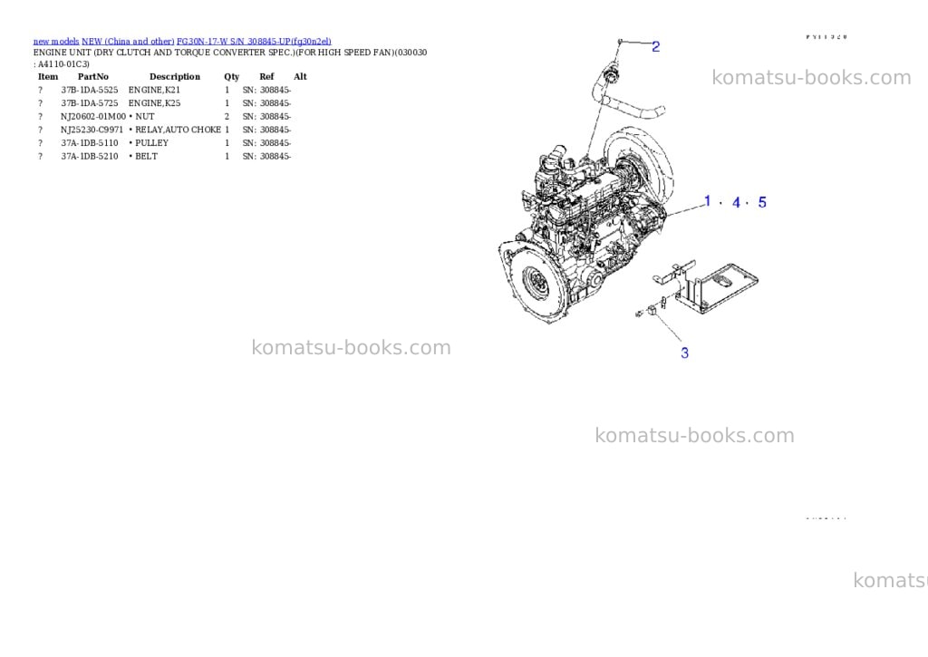 Komatsu fg30n-17-w s/n 308845-up Parts catalog cover Page 2