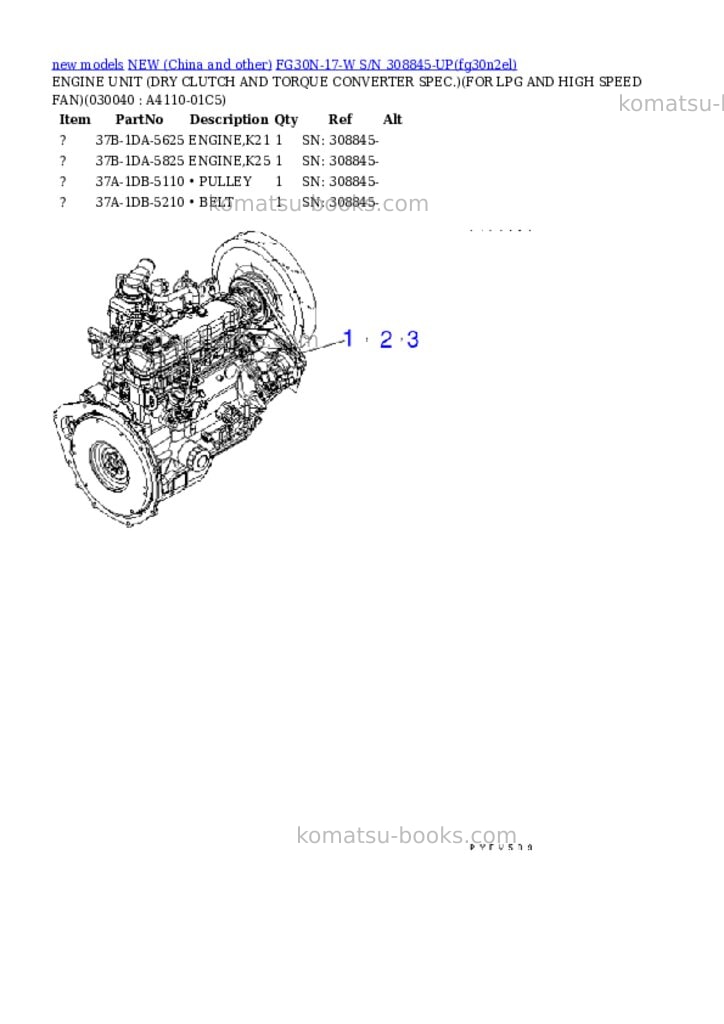 Komatsu fg30n-17-w s/n 308845-up Parts catalog cover Page 3