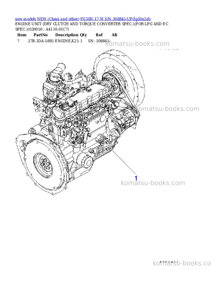 Komatsu fg30n-17-w s/n 308845-up Parts catalog cover Page 4