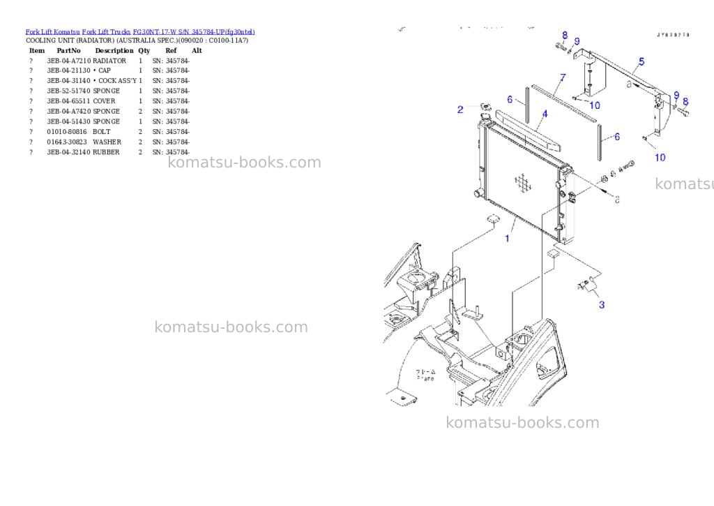 Komatsu FG30NT-17-W S/N 345784-UP Parts catalog cover Page 10