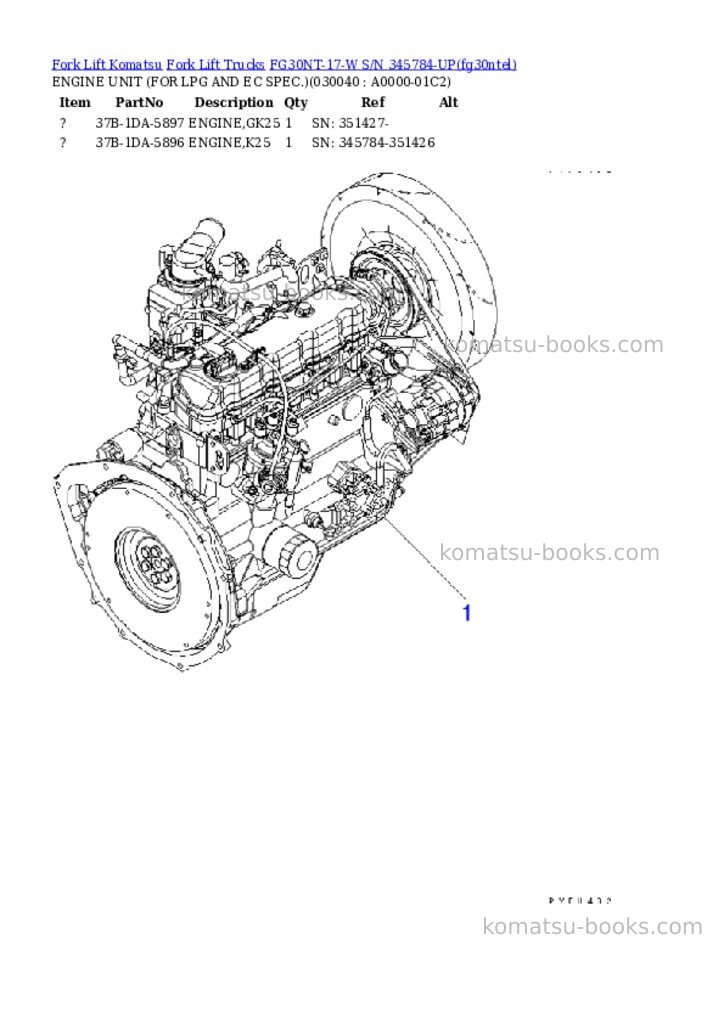 Komatsu FG30NT-17-W S/N 345784-UP Parts catalog cover Page 3