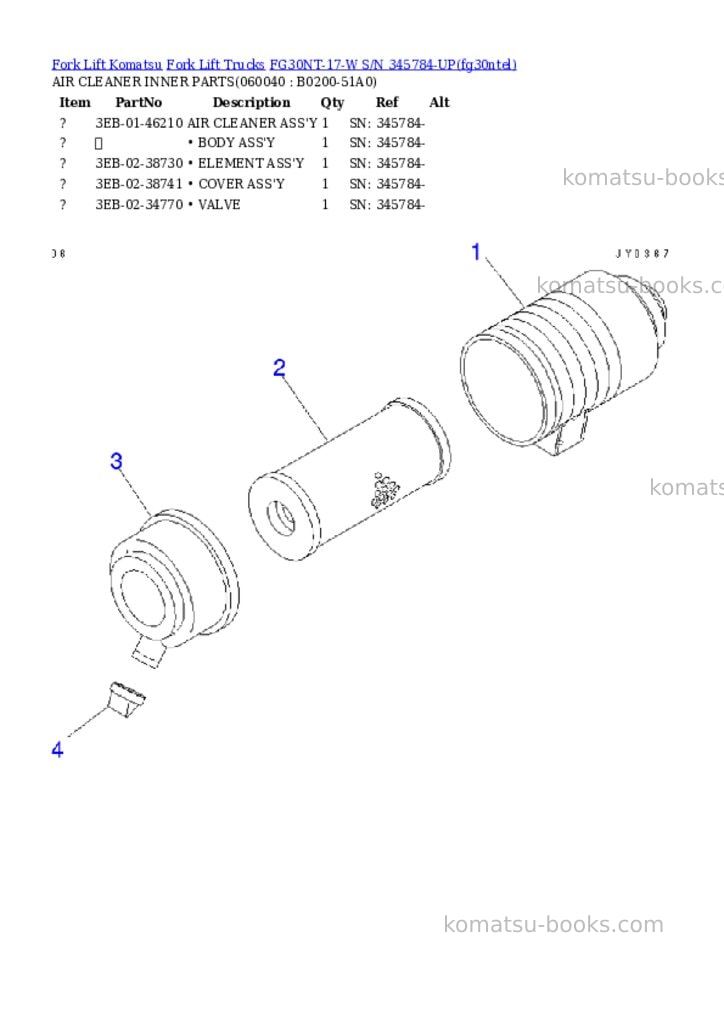 Komatsu FG30NT-17-W S/N 345784-UP Parts catalog cover Page 7