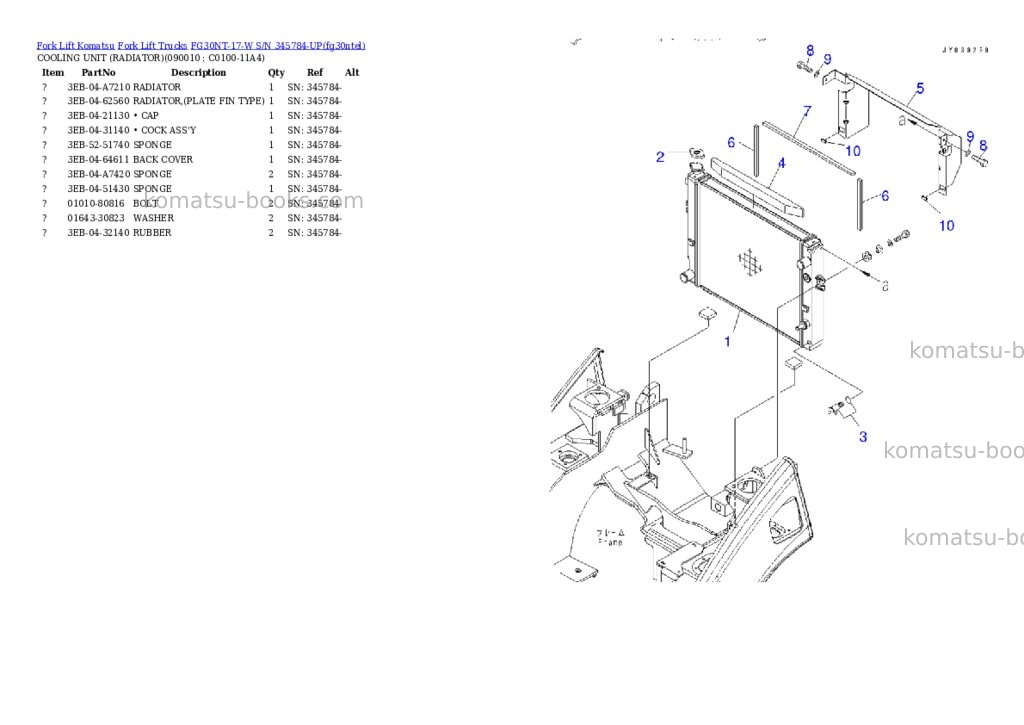 Komatsu FG30NT-17-W S/N 345784-UP Parts catalog cover Page 9