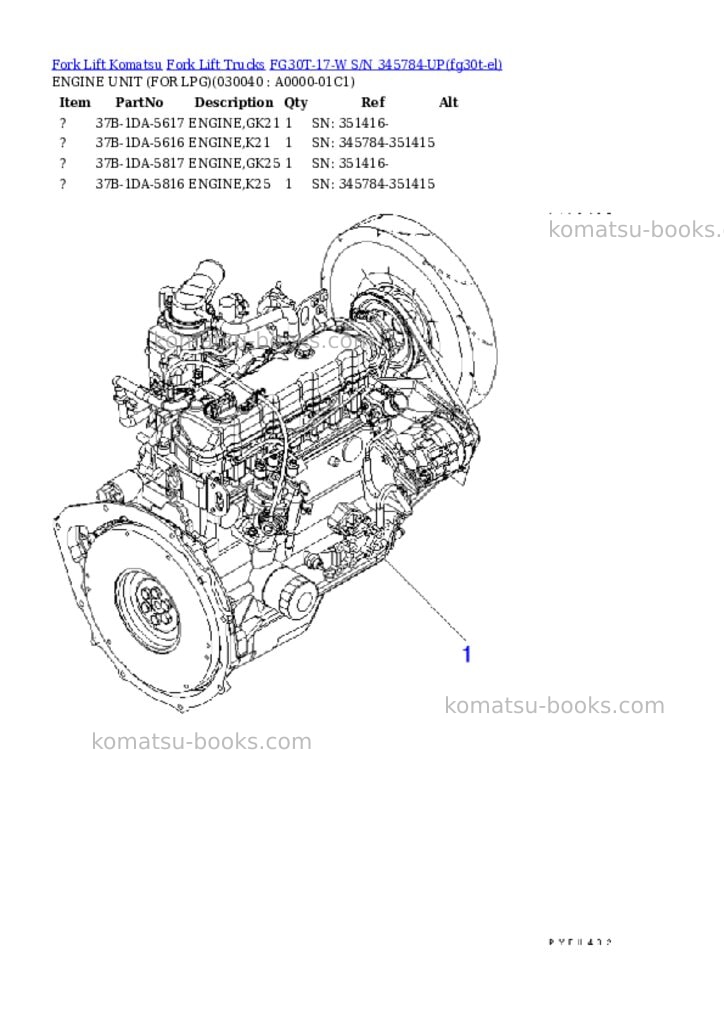 Komatsu FG30T-17-W S/N 345784-UP Parts catalog cover Page 3
