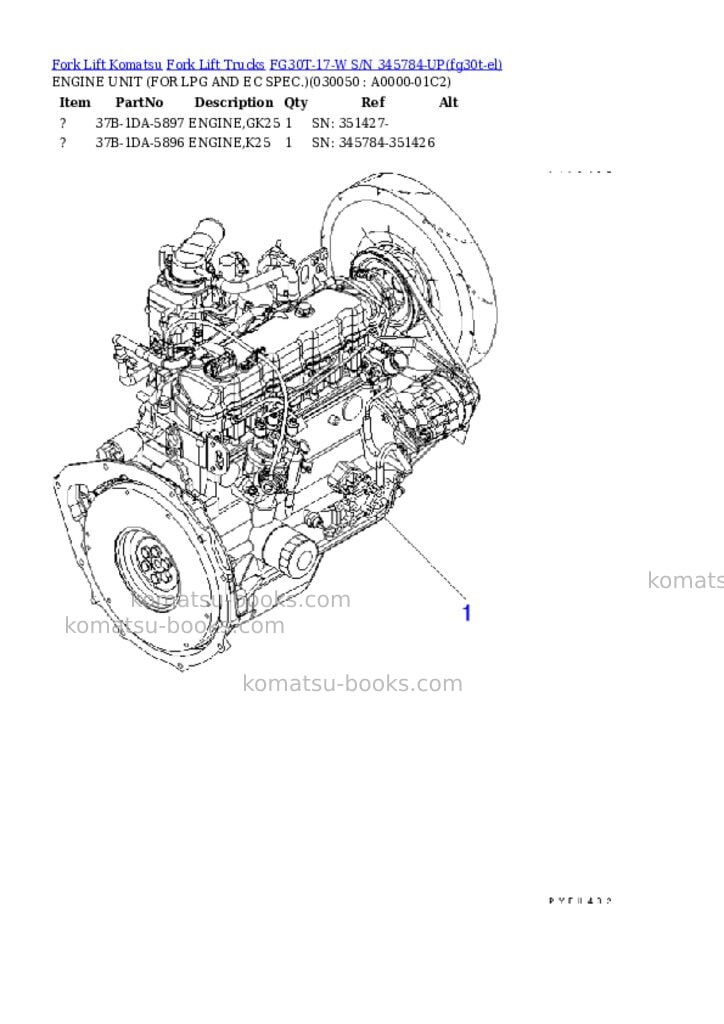 Komatsu FG30T-17-W S/N 345784-UP Parts catalog cover Page 4