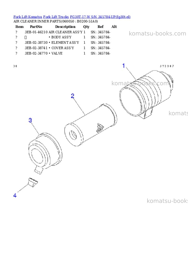 Komatsu FG30T-17-W S/N 345784-UP Parts catalog cover Page 9