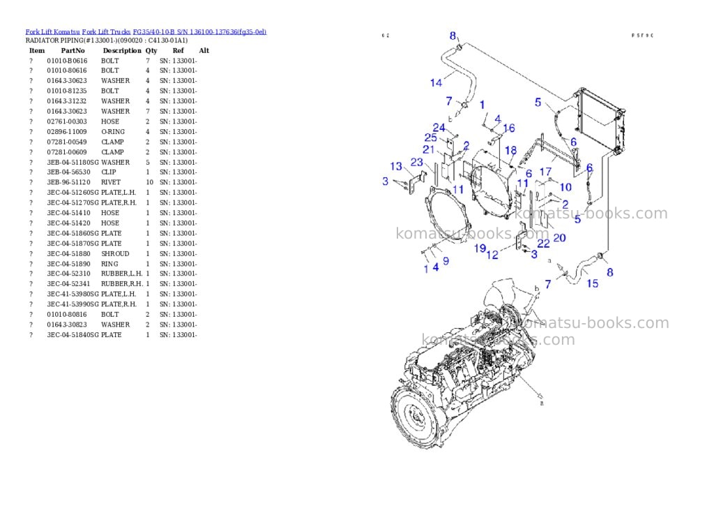 Komatsu FG35/40-10-B S/N 136100-137636 Parts catalog cover Page 10 Komatsu FG35/40-10-B S/N 136100-137636 Parts catalog cover Page 10