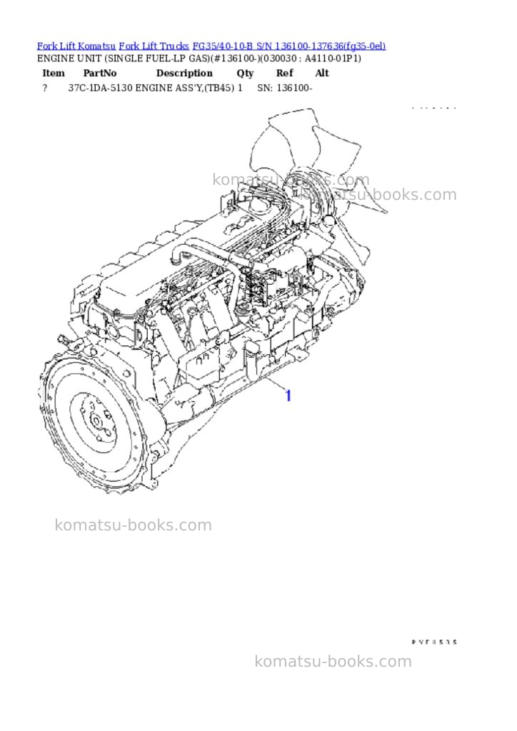 Komatsu FG35/40-10-B S/N 136100-137636 Parts catalog cover Page 2 Komatsu FG35/40-10-B S/N 136100-137636 Parts catalog cover Page 2
