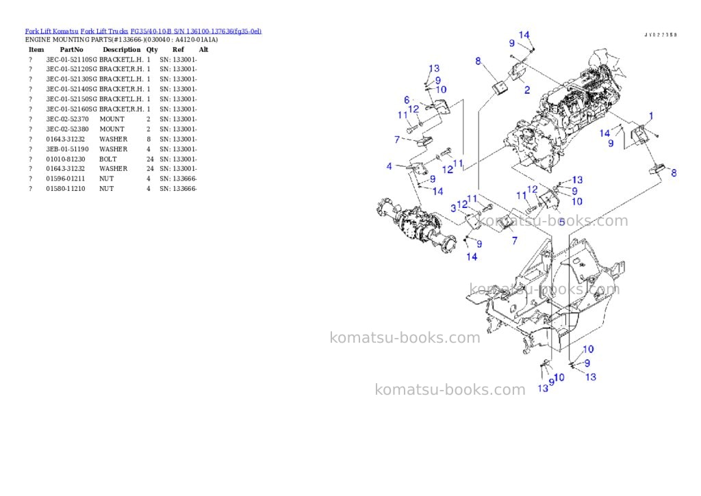 Komatsu FG35/40-10-B S/N 136100-137636 Parts catalog cover Page 3 Komatsu FG35/40-10-B S/N 136100-137636 Parts catalog cover Page 3