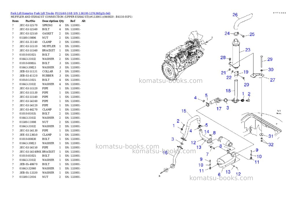 Komatsu FG35/40-10-B S/N 136100-137636 Parts catalog cover Page 8 Komatsu FG35/40-10-B S/N 136100-137636 Parts catalog cover Page 8
