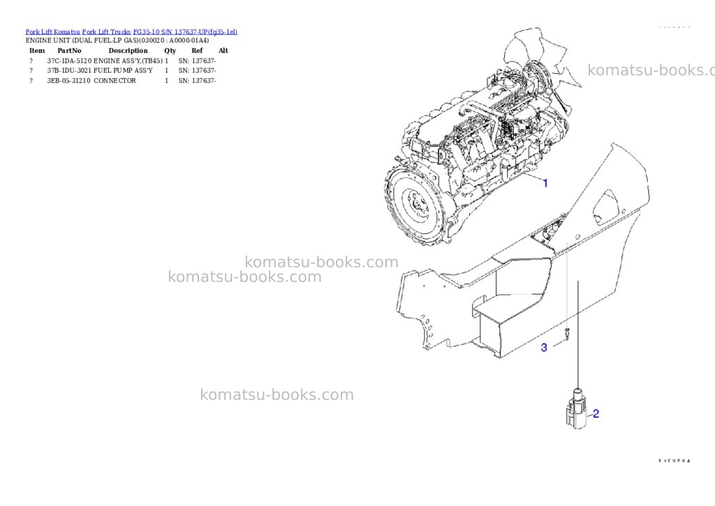 Komatsu FG35-10 S/N 137637-UP Parts catalog cover Komatsu FG35-10 S/N 137637-UP Parts catalog cover