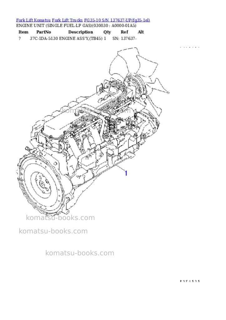 Komatsu FG35-10 S/N 137637-UP Parts catalog cover Page 2 Komatsu FG35-10 S/N 137637-UP Parts catalog cover Page 2