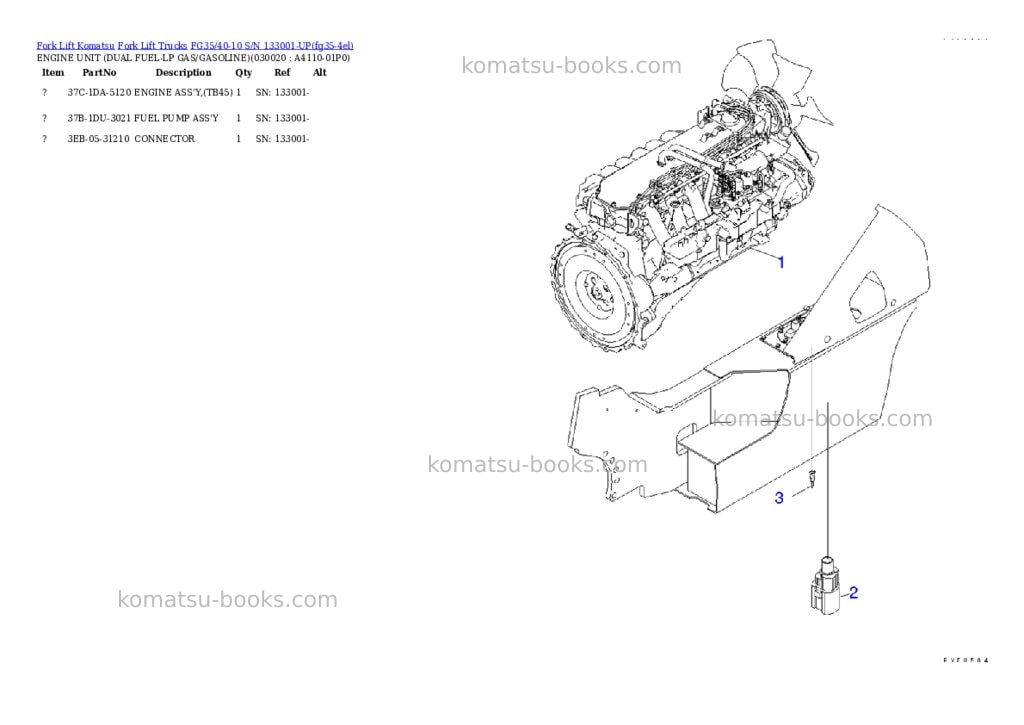 Komatsu FG35/40-10 S/N 133001-UP Parts catalog cover
