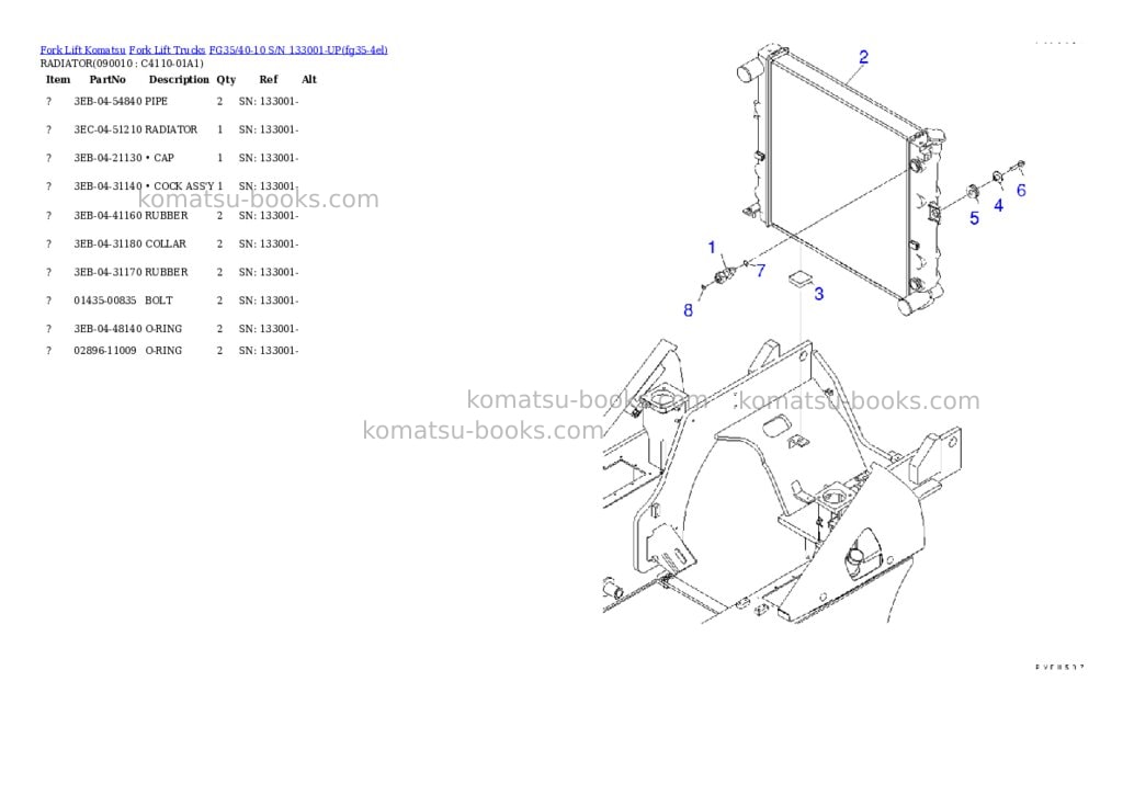 Komatsu FG35/40-10 S/N 133001-UP Parts catalog cover Page 10