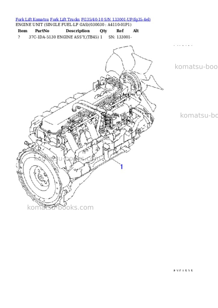Komatsu FG35/40-10 S/N 133001-UP Parts catalog cover Page 2