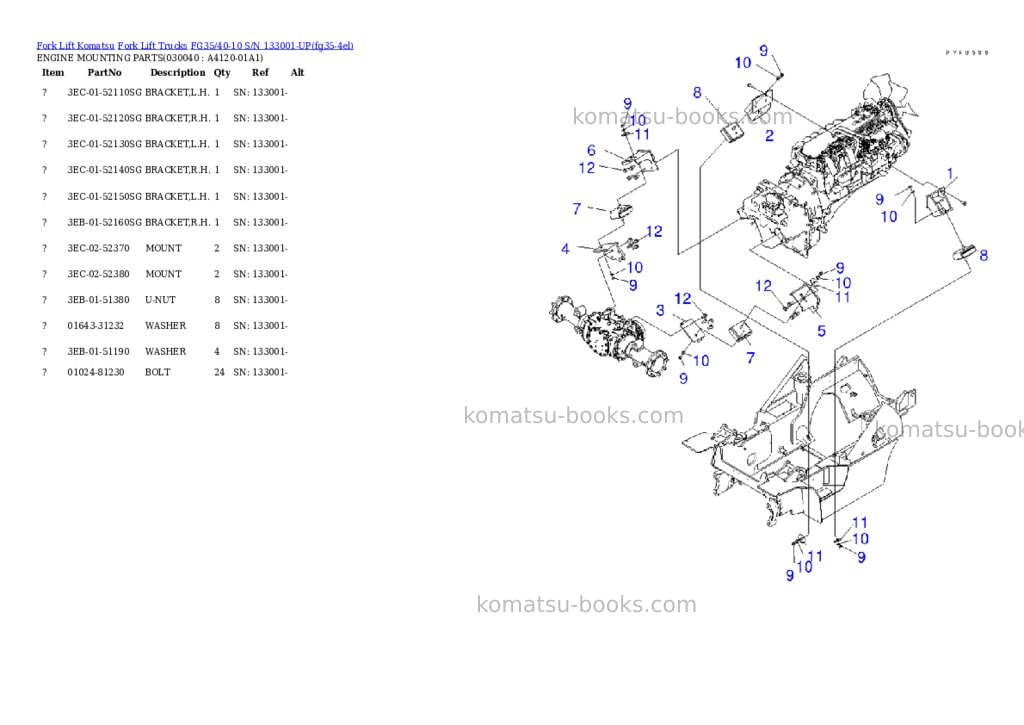 Komatsu FG35/40-10 S/N 133001-UP Parts catalog cover Page 3