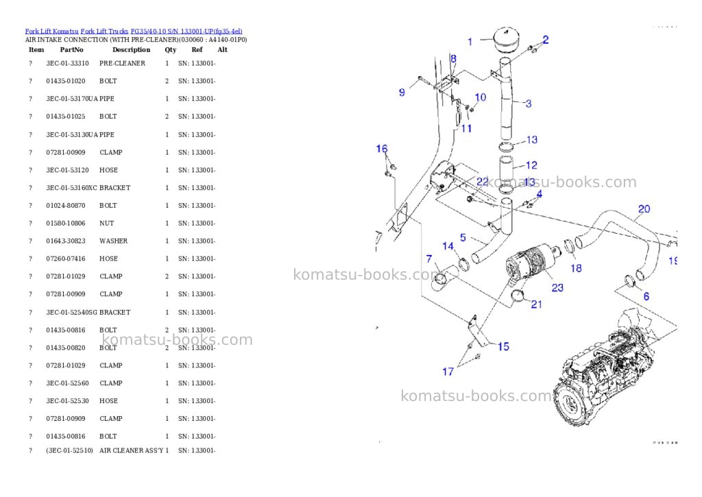 Komatsu FG35/40-10 S/N 133001-UP Parts catalog cover Page 5