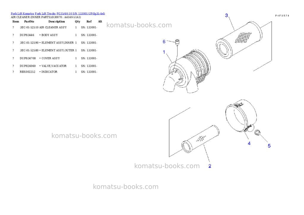 Komatsu FG35/40-10 S/N 133001-UP Parts catalog cover Page 6