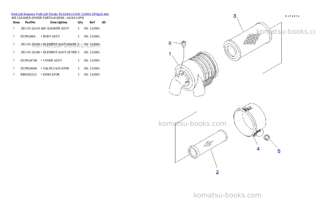Komatsu FG35/40-10 S/N 133001-UP Parts catalog cover Page 7