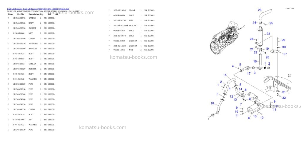 Komatsu FG35/40-10 S/N 133001-UP Parts catalog cover Page 9