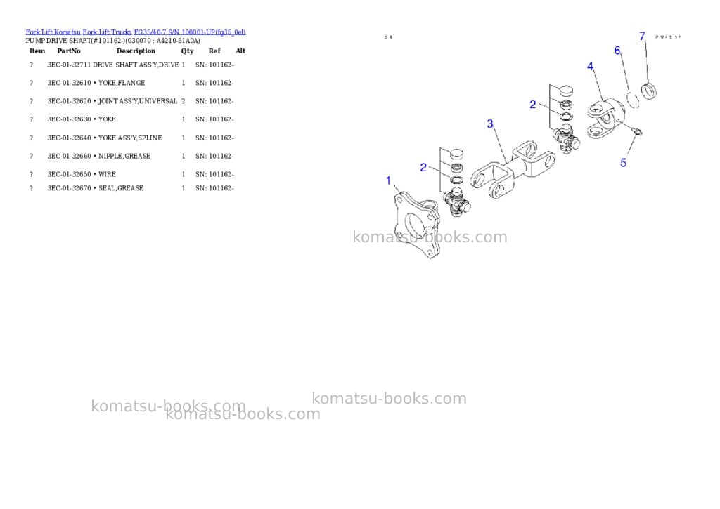 Komatsu fg35n/40n-10 s/n 133001-up Parts catalog cover Page 6