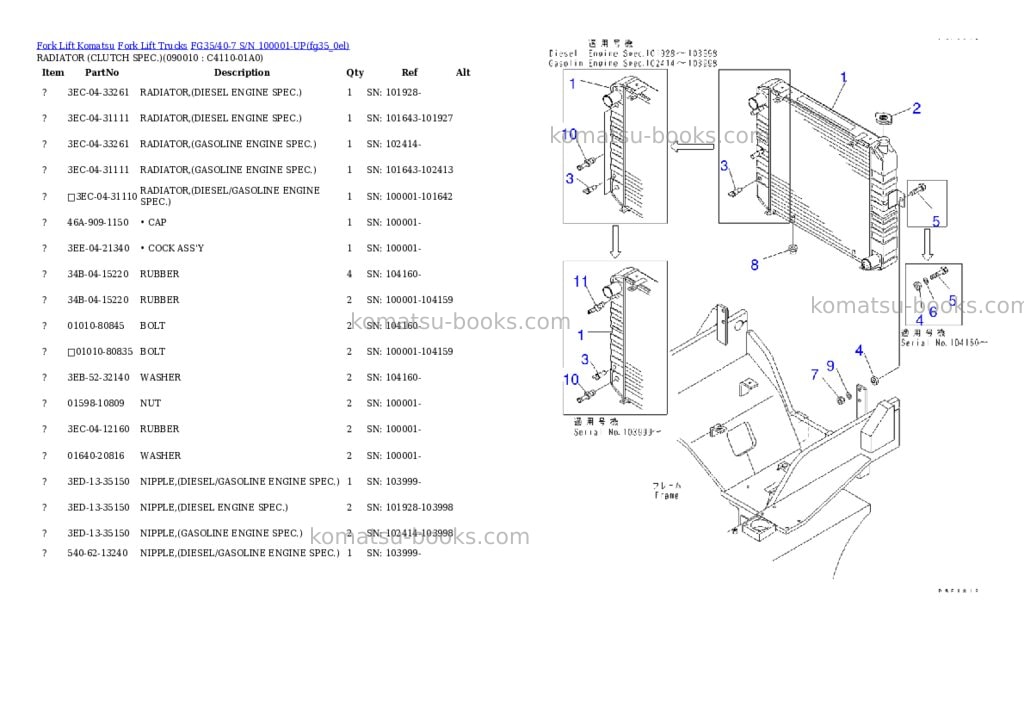 Komatsu fg35n/40n-10 s/n 133001-up Parts catalog cover Page 8