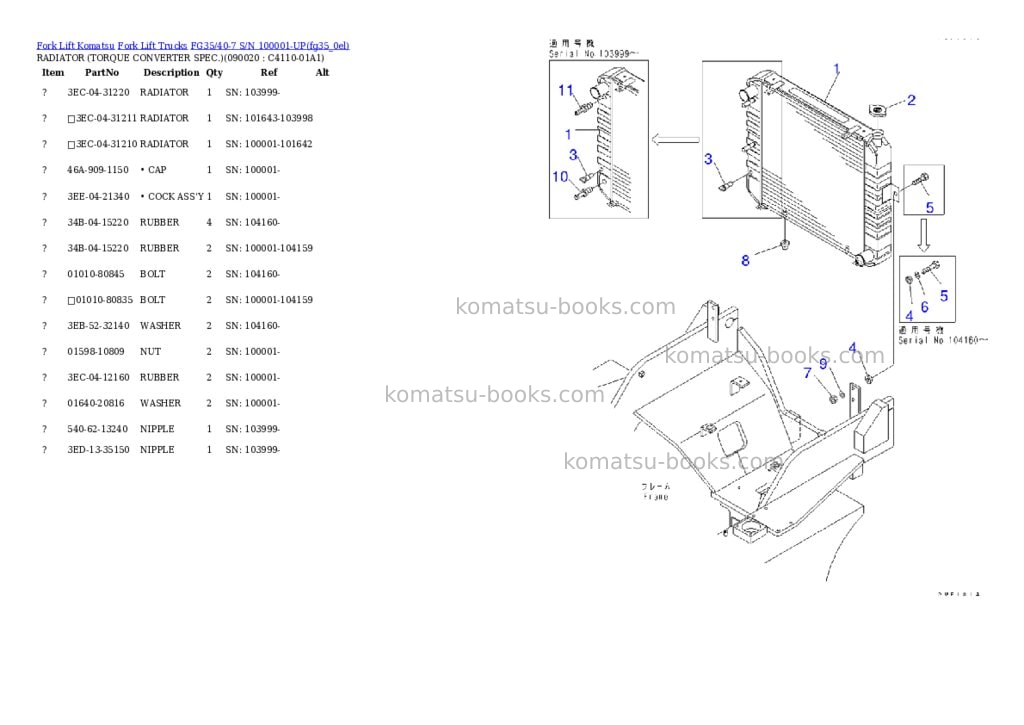 Komatsu fg35n/40n-10 s/n 133001-up Parts catalog cover Page 9
