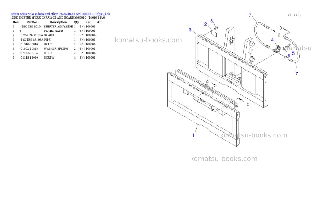 Komatsu fg35/40-at s/n 100001-up Parts catalog cover Page 3 Komatsu fg35/40-at s/n 100001-up Parts catalog cover Page 3